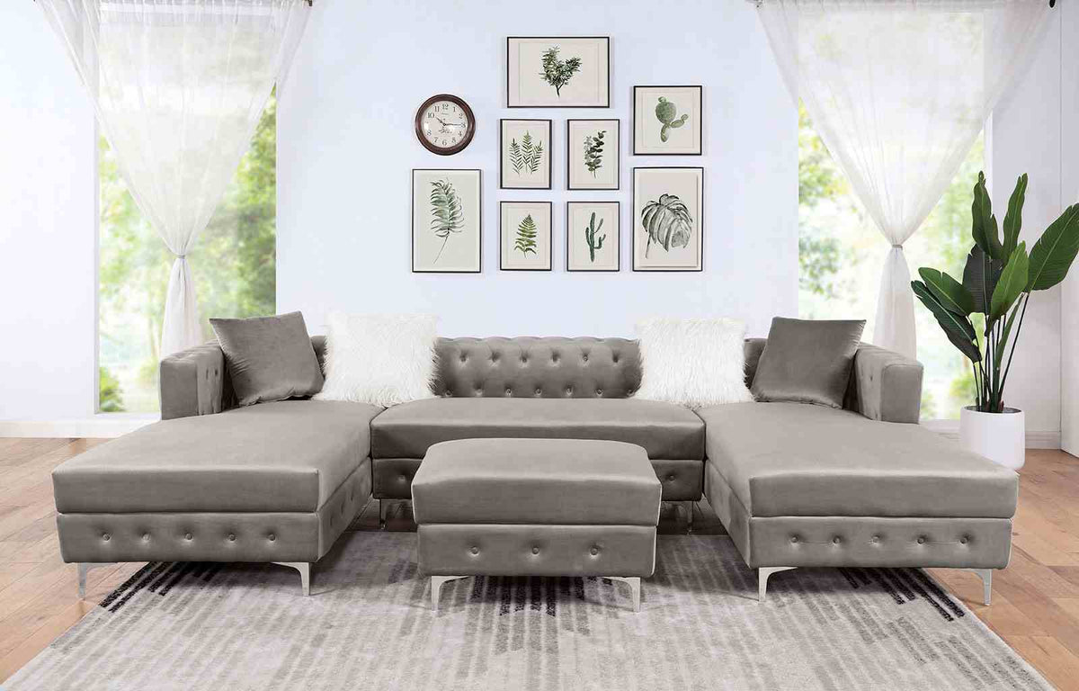 Ciabattoni Tuxedo Double Chaise Sectional & Ottoman - Sectional