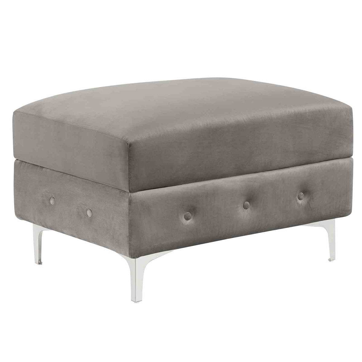 Ciabattoni Tuxedo Double Chaise Sectional & Ottoman - Button-Tufted Gray Flannelette – Gray, view 7