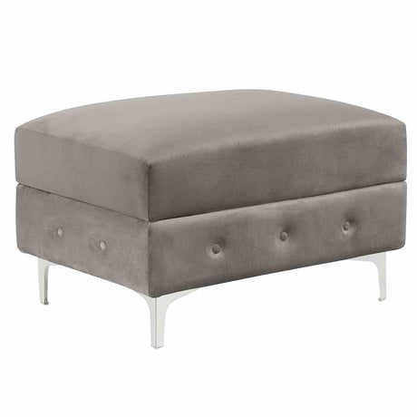 Ciabattoni Tuxedo Double Chaise Sectional & Ottoman - Button-Tufted Gray Flannelette – Gray, view 7