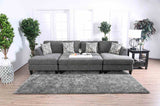 Lowry Transitional Chenille Sectional, Ottoman & Armless Chair - Gray, Pillows Included – Gray, view 5