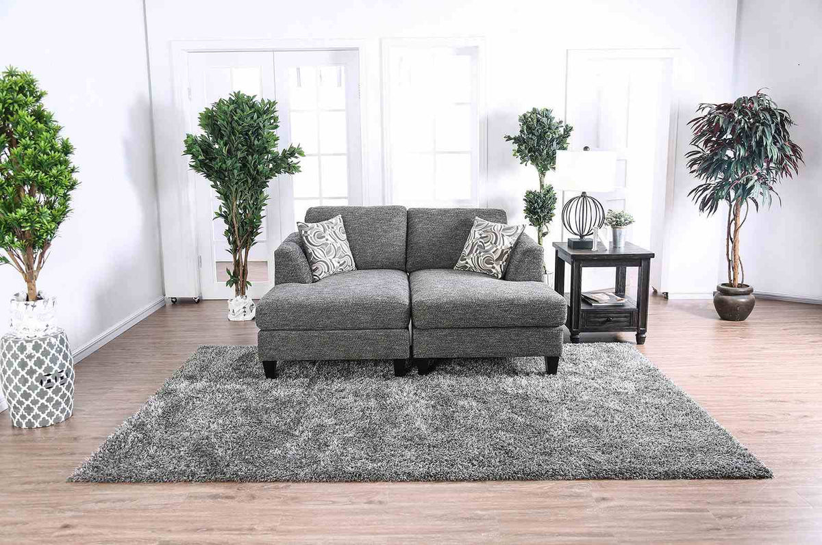 Lowry Transitional Chenille Sectional, Ottoman & Armless Chair - Gray, Pillows Included – Gray, view 6