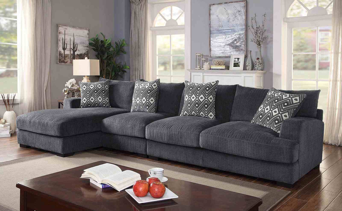 Kaylee Modular Chenille Sectional - Large L-Shaped Sectional - Left Chaise