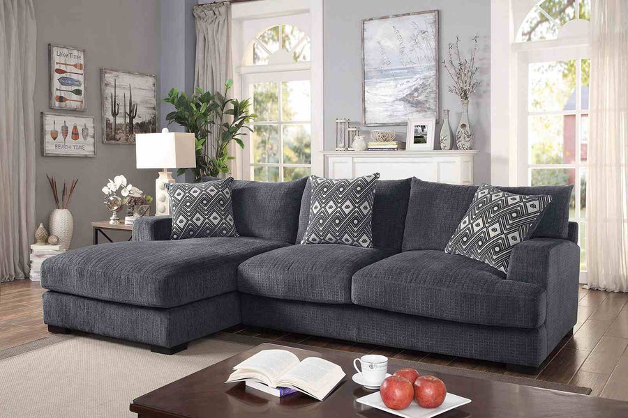Kaylee Modular Chenille Sectional - L-Shaped or U-Shaped with Memory Foam Seats in Gray
