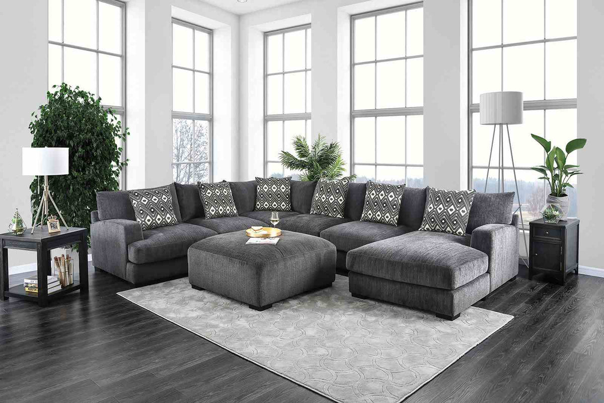 Kaylee Modular Chenille Sectional - U-Shaped Sectional - Right Chaise