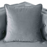 Amie Glam Tufted Sectional with Storage Chaise - Gray Flannelette, Nailhead Trim & Steel Legs – Gray, view 4