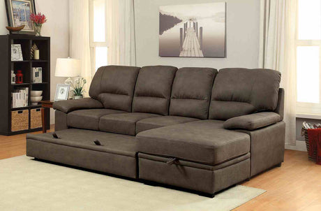 Alcester Contemporary Sleeper Sectional with Storage Chaise - Ash Brown Faux Nubuck – Brown, view 5