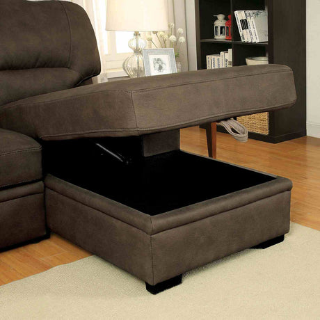 Alcester Contemporary Sleeper Sectional with Storage Chaise - Ash Brown Faux Nubuck – Brown, view 3