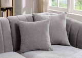 Goodwick Mid-Century Modern L-Shaped Sectional - Channel-Tufted Light Gray Chenille – Gray, view 2
