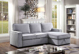 Ines L-Shaped Sleeper Sectional with Reversible Storage Chaise - Linen-Like Fabric – Gray, view 3