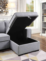 Ines L-Shaped Sleeper Sectional with Reversible Storage Chaise - Linen-Like Fabric – Gray, view 4