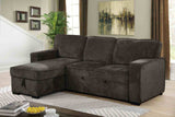 Ines L-Shaped Sleeper Sectional with Reversible Storage Chaise - Dark Gray