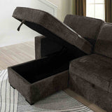 Ines L-Shaped Sleeper Sectional with Reversible Storage Chaise - Linen-Like Fabric – Gray, view 8