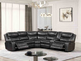 Pollux Transitional Reclining Sectional with Cup Holders & Console - Dark Gray