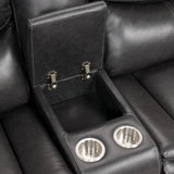 Pollux Transitional Reclining Sectional with Cup Holders & Console - Breathable Leatherette in Brown or Dark Gray – Brown & Gray, view 5