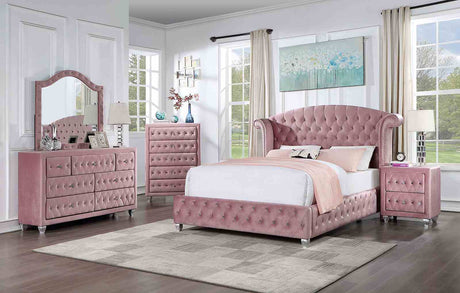 Zohar Glam Velvet Wingback Bed & Youth Bedroom Collection - Full Bed Only