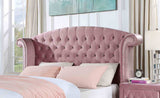 Zohar Glam Velvet Wingback Bed & Youth Bedroom Collection - Crystal-Like Button Tufting in Pink – Pink, view 7