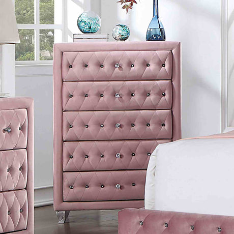 Zohar Glam Velvet Wingback Bed & Youth Bedroom Collection - Chest