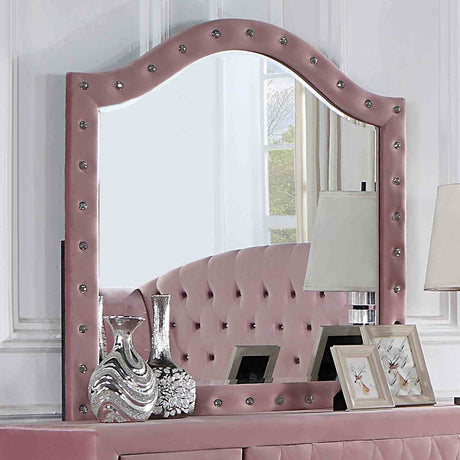 Zohar Glam Velvet Wingback Bed & Youth Bedroom Collection - Mirror