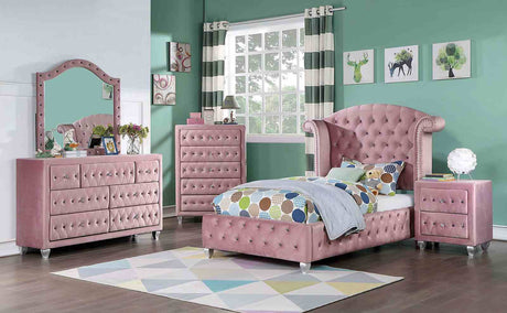 Zohar Glam Velvet Wingback Bed & Youth Bedroom Collection - Twin Bed Only