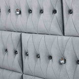 Alzir Glam Button-Tufted Upholstered Case Pieces - Dresser, Chest, Mirror & Nightstand in Velvet – Black & Gray, view 5