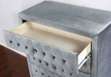Alzir Glam Button-Tufted Upholstered Case Pieces - Dresser, Chest, Mirror & Nightstand in Velvet – Black & Gray, view 4
