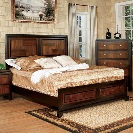 Patra Transitional Acacia Parquet Panel Bed & Bedroom Collection - Queen Bed Only
