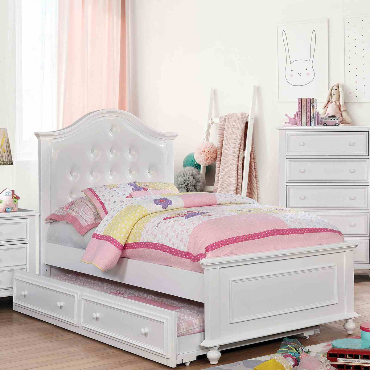 Olivia Camelback Upholstered Youth Bed, Bedroom Set & Case Pieces - Twin Bed Only