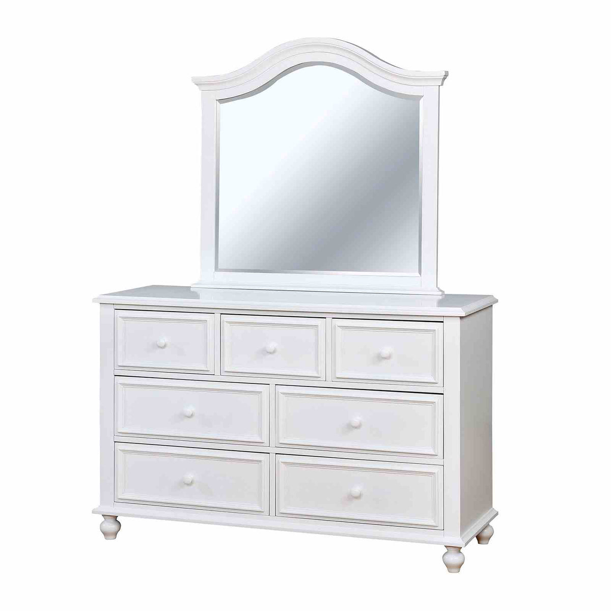 Olivia Camelback Upholstered Youth Bed, Bedroom Set & Case Pieces - Button-Tufted Leatherette with Turned Legs in White – White, view 10