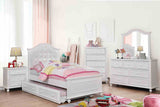Olivia Camelback Upholstered Youth Bed, Bedroom Set & Case Pieces - Button-Tufted Leatherette with Turned Legs in White – White, view 2