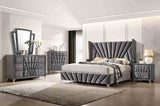 Carissa Art Deco Wingback Upholstered Bed, Bedroom Set & Case Pieces - Queen Bed Only