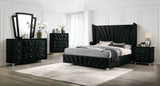 Carissa Art Deco Wingback Upholstered Bed, Bedroom Set & Case Pieces - Queen Bed Only