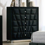 Carissa Art Deco Wingback Upholstered Bed, Bedroom Set & Case Pieces - Chest