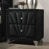 Carissa Art Deco Wingback Upholstered Bed, Bedroom Set & Case Pieces - Nightstand