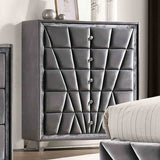 Carissa Art Deco Wingback Upholstered Bed, Bedroom Set & Case Pieces - Chest