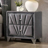Carissa Art Deco Wingback Upholstered Bed, Bedroom Set & Case Pieces - Nightstand