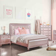 Ariston Glam Rose Gold Upholstered Bed, Youth Bedroom Set & Case Pieces - Twin Bed Only - Design 1