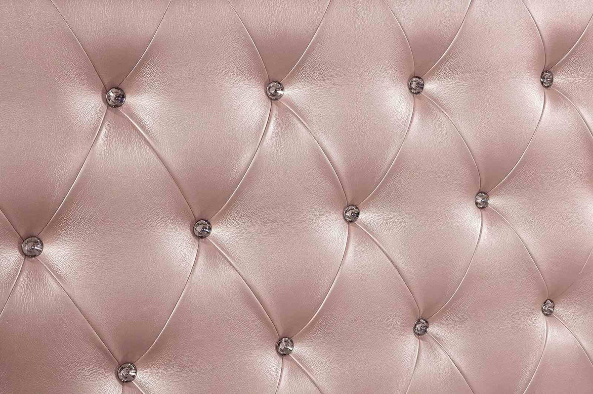 Ariston Glam Rose Gold Upholstered Bed, Youth Bedroom Set & Case Pieces - Crystal Button Tufting & Mirror Trim – Gold & Pink, view 12