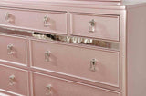 Ariston Glam Rose Gold Upholstered Bed, Youth Bedroom Set & Case Pieces - Crystal Button Tufting & Mirror Trim – Gold & Pink, view 13