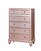 Ariston Glam Rose Gold Upholstered Bed, Youth Bedroom Set & Case Pieces - Chest