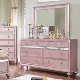Ariston Glam Rose Gold Upholstered Bed, Youth Bedroom Set & Case Pieces - Dresser