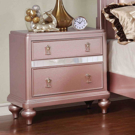 Ariston Glam Rose Gold Upholstered Bed, Youth Bedroom Set & Case Pieces - Nightstand