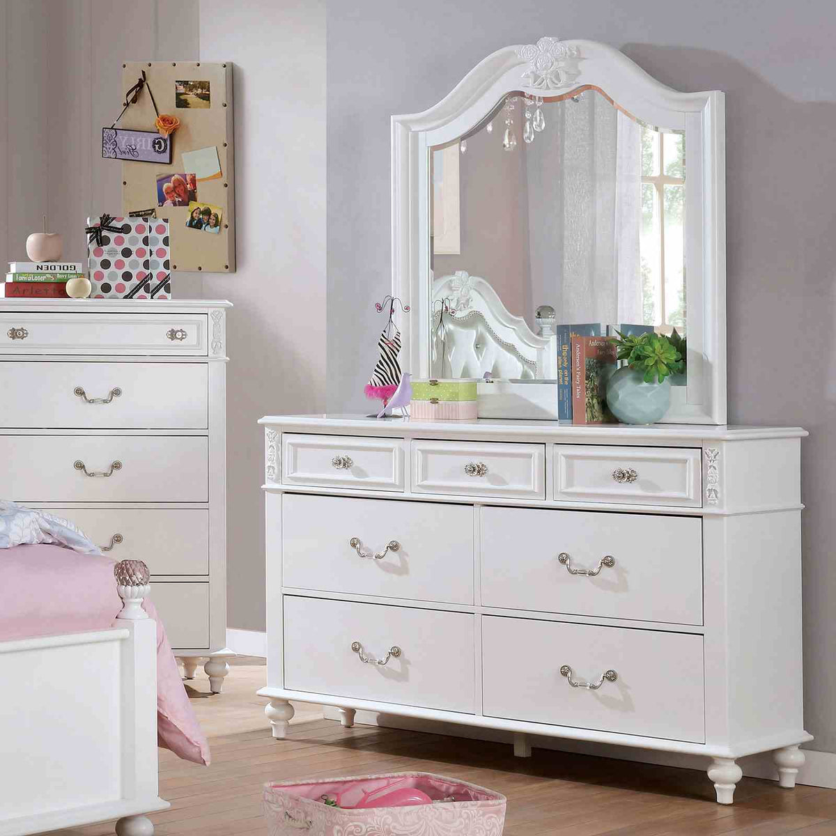 Belva Traditional Upholstered Youth Bed, Bedroom Set & Case Pieces - Dresser