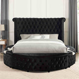 Sansom Glam Wingback Storage Bed & Bedroom Set - Crystal Button Tufting & USB Ports in Black or Gray – Black & Gray, view 6