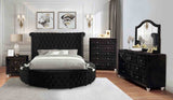 Sansom Glam Wingback Storage Bed & Bedroom Set - Crystal Button Tufting & USB Ports in Black or Gray – Black & Gray, view 5