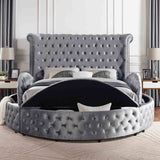 Sansom Glam Wingback Storage Bed & Bedroom Set - Crystal Button Tufting & USB Ports in Black or Gray – Black & Gray, view 8
