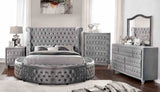 Sansom Glam Wingback Storage Bed & Bedroom Set - Crystal Button Tufting & USB Ports in Black or Gray – Black & Gray, view 12
