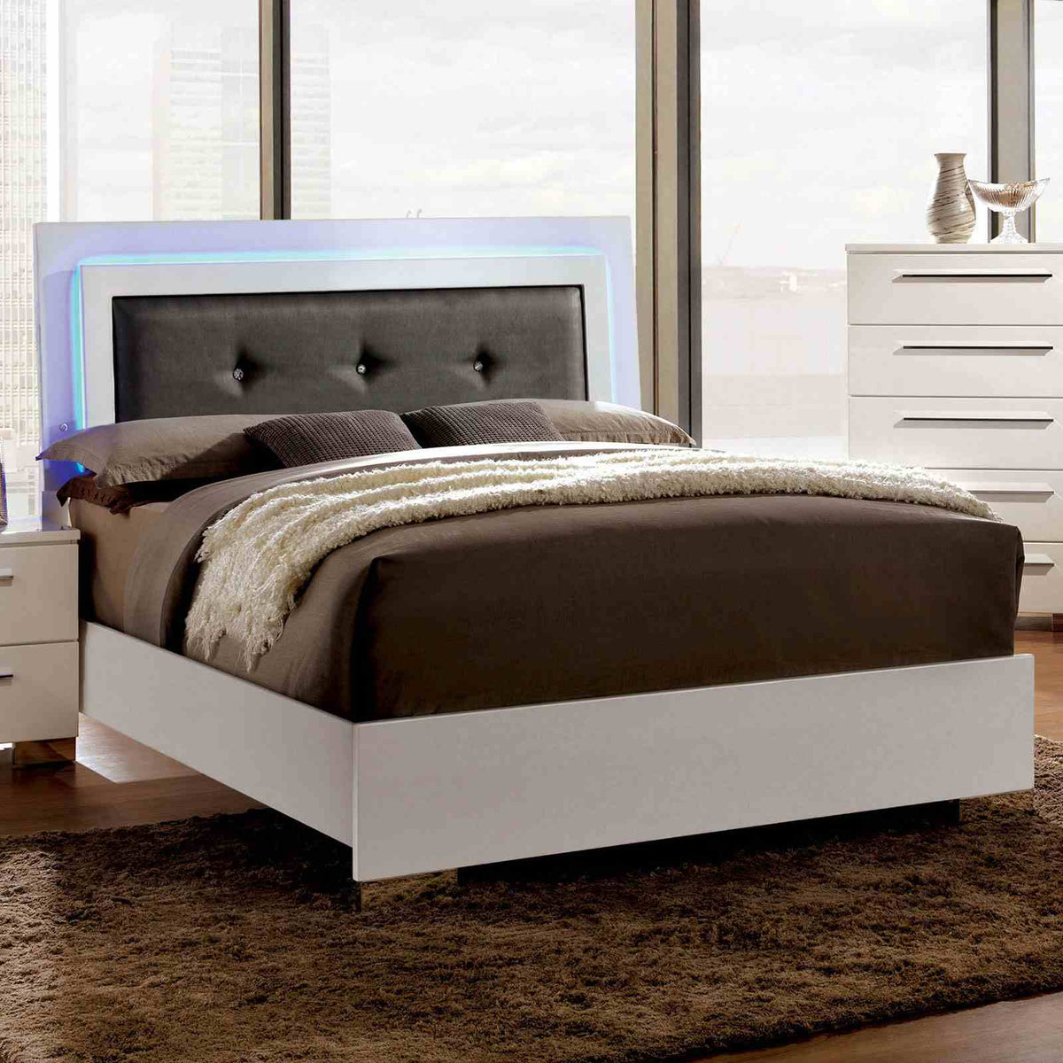 Clementine Contemporary Upholstered LED Bed & Bedroom Collection - Full Bed Only