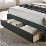 Sybella Upholstered Storage Bed with Button Tufted Headboard - Transitional Linen-Like Fabric in Beige, Gray or Dark Gray – Beige & Gray, view 4