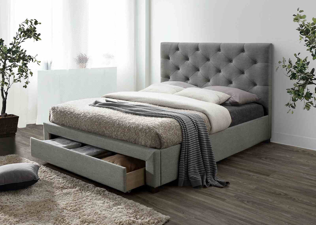 Sybella Upholstered Storage Bed with Button Tufted Headboard - Twin