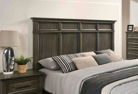 Houston Traditional Queen Panel Bed & Bedroom Collection - Dresser, Mirror, Chest & Nightstand with Crown Molding in Gray – Gray, view 7